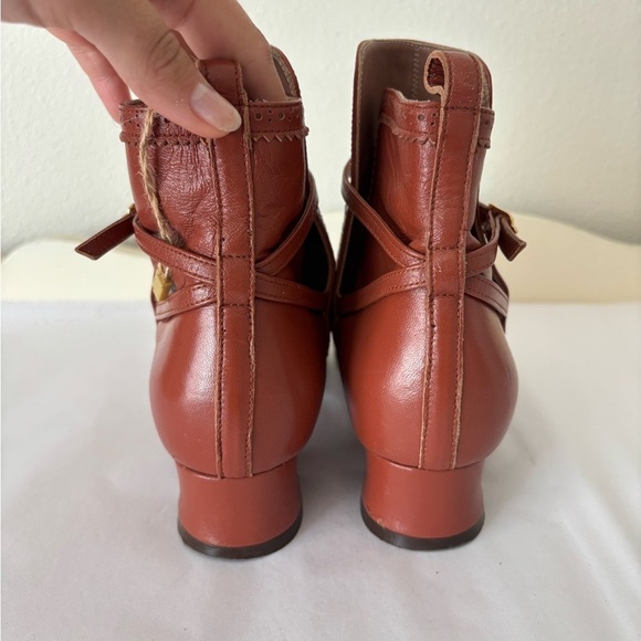 L’Autre Chose Brown Parisian Leather Ankle Booties with Square Toe Size 36 - Picture 4 of 8